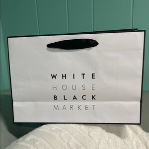 WHITE HOUSE BLACK MARKET ICONIC PAPER WHITE MATTE SHOPPING BAG